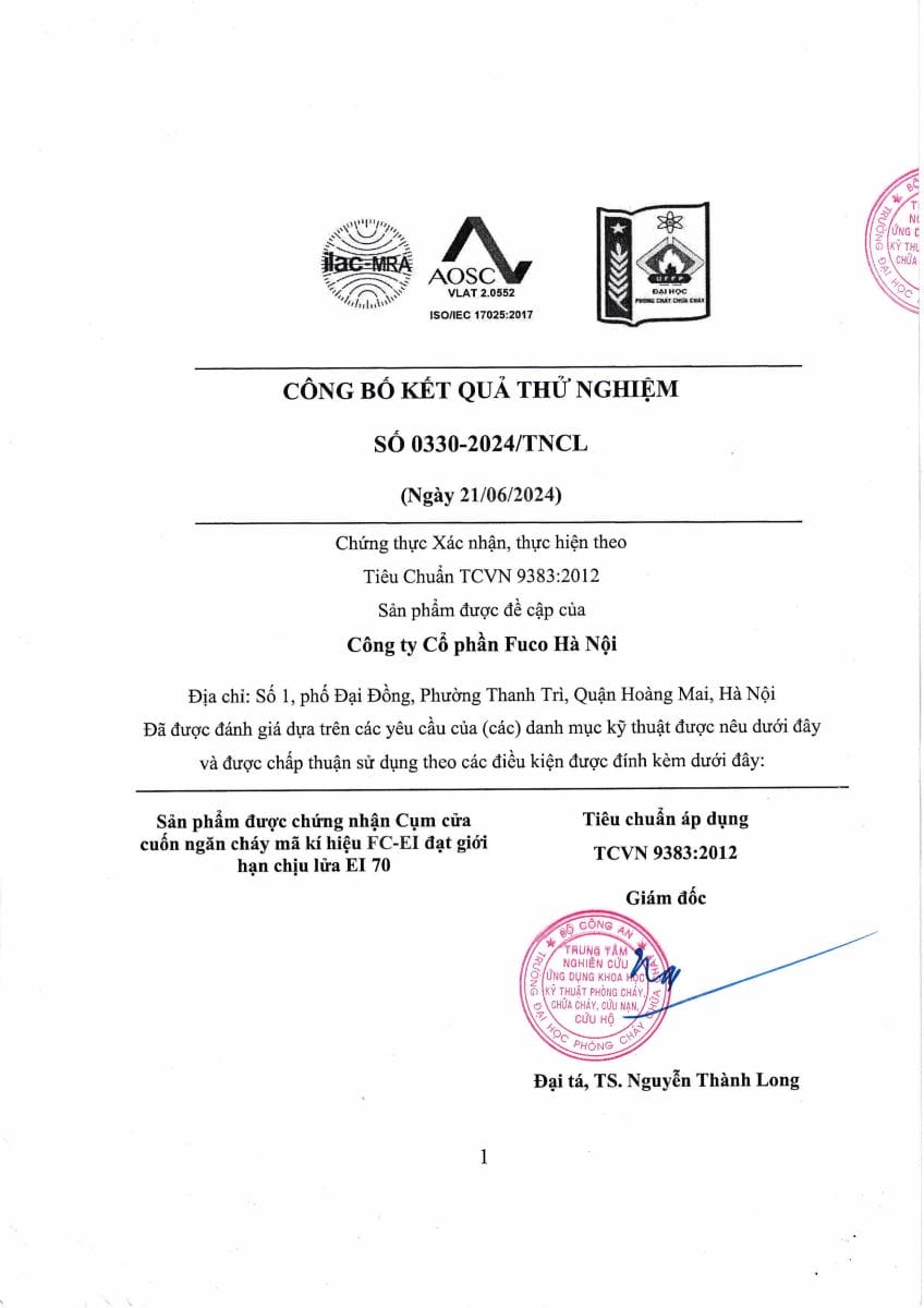 Cửa cuốn ngăn cháy EI 60 phút